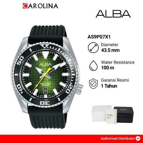 Jual Jam Tangan Pria Alba Active AS9P07X1 Green Patterned Dial Black