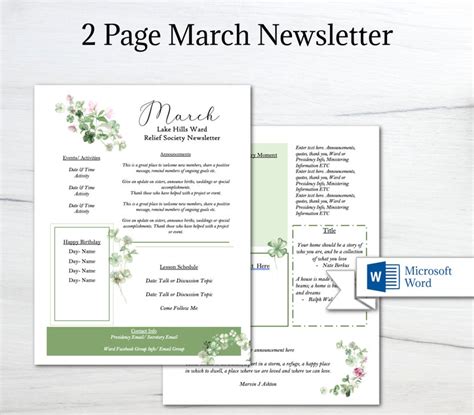 Editable March Newsletter Template Ms Word Newsletter Template