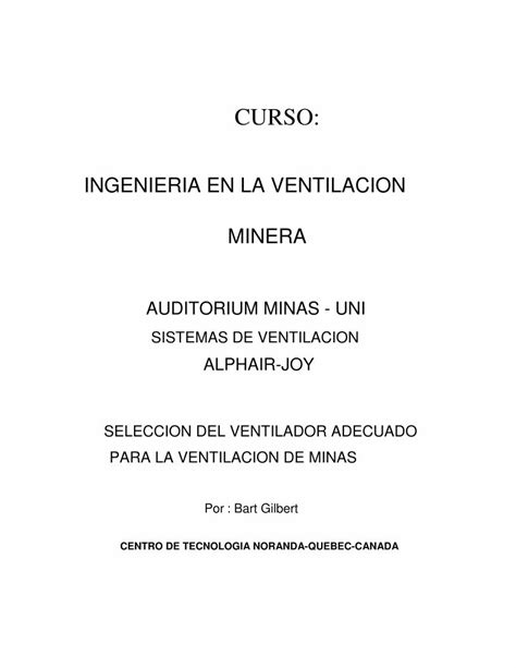 Pdf Ingenieria En La Ventilacion Minera Bart Gilbert Pdf Dokumen Tips