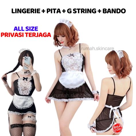 Jual Pakaian Dalam Wanita Set Lingerie Tanpa Stocking Cosplay Maid