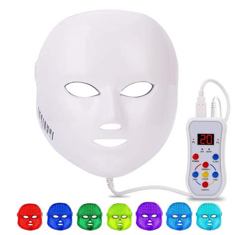 NEWKEY Led Face Mask Light Therapy, 7 Led Light Therapy Facial Skin ...