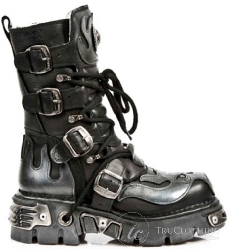 M107 S2 Newrock New Rock Black Metallic Reactor Goth Biker Unisex Negro Boots Happy Gentleman