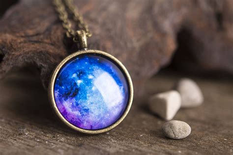 Galaxy Necklace Space Necklace Nebula Necklace Cosmos Etsy