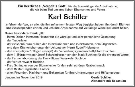 Traueranzeigen Von Karl Schiller Allg Uer Zeitung