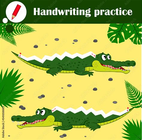 Zig Zag Lines Vector Illustration Worksheet Of Alligator Crocodile