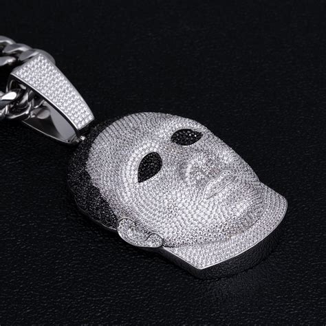 White Gold Iced Out Michael Myers Pendant Krkcandco Krkcandco