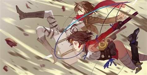 Anime Girls Fantasy Weapon Fan Art Black Hair Shingeki No Kyojin