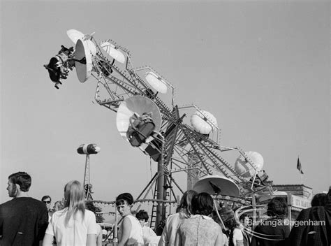 Dagenham Town Show 1970 Showing Fairground With Spectators By Chair O