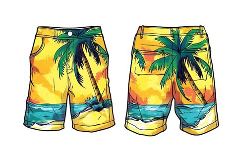 2d Clothes Shorts With A Palm Tree Shape On The Pockets In Trop Fashion