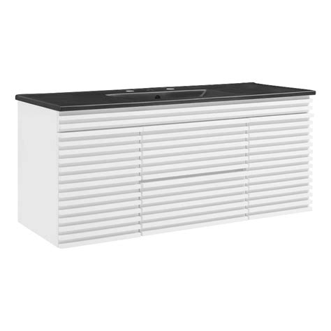 Modway Render 48 Wood Wall Mount Bathroom Vanity Whiteblack
