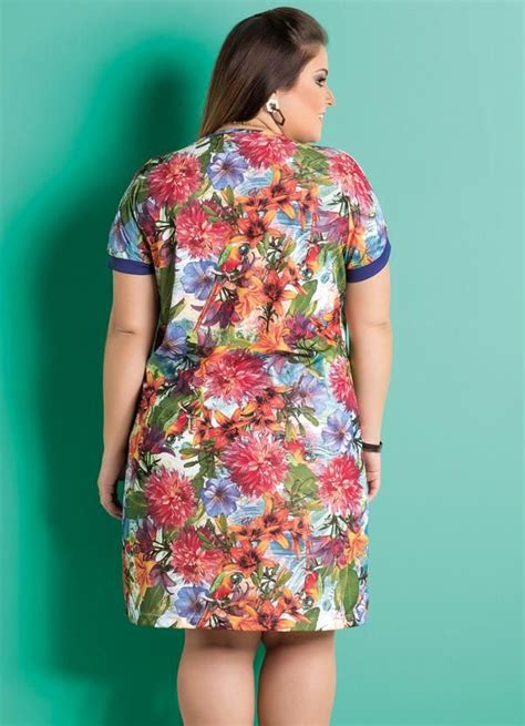 Marguerite Vestido Decote Redondo Floral Plus Size Vestidos