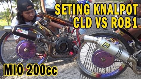 DRAG MATIC MIO 200CC SETING DUA KNALPOT RCB VS CLD SEKALIGUS LANGSUNG