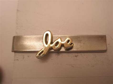 JOE Monogram Name Initial Letter Vintage SWANK Tie Bar Clip EBay