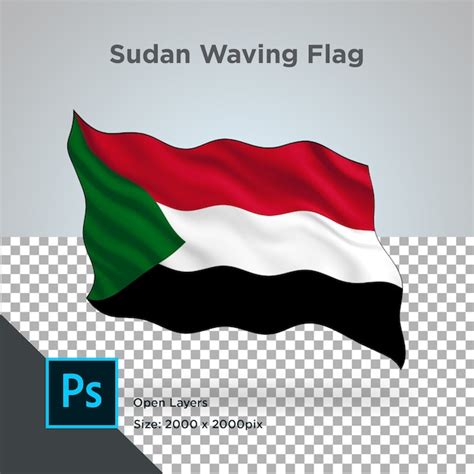 Premium PSD Sudan Flag Wave Design Transparent