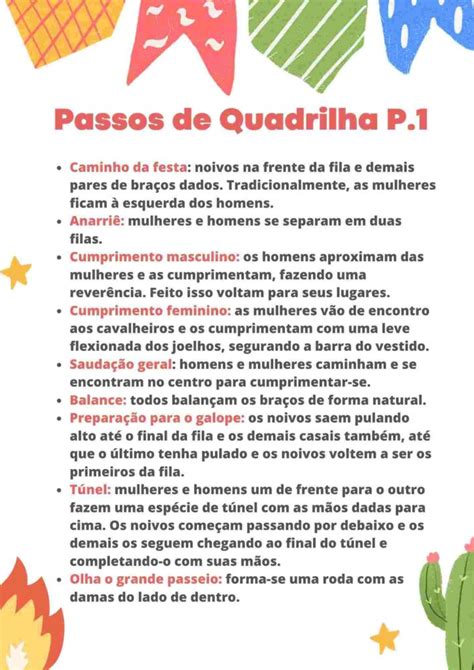 Passos De Quadrilha Tradicional Para Imprimir Artesanato Passo A Passo