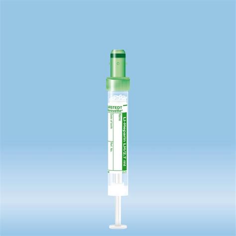 S Monovette Lithium heparin 2 7 ml Cap green LxØ 66 x 11 mm