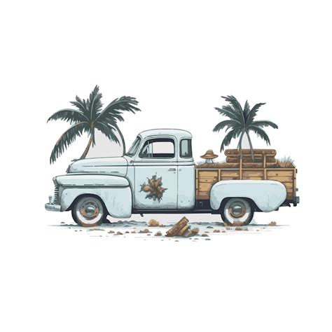 Premium Vector Vintage Beach Van With Surf Board Long Beach Summer