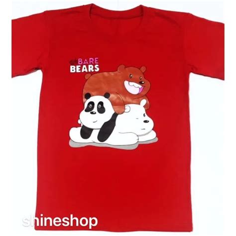 We Bare Bear Red Cartoon Character Statement Shirt Lazada Ph