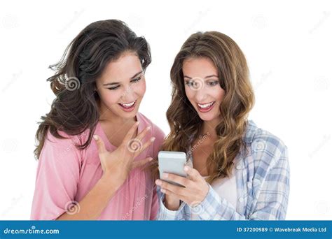 Female Friends Looking At Mobile Phone Stock Image Image Of Woman