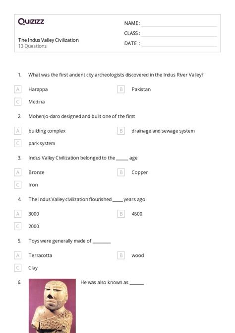 50 The Indus Civilization Worksheets On Quizizz Free And Printable