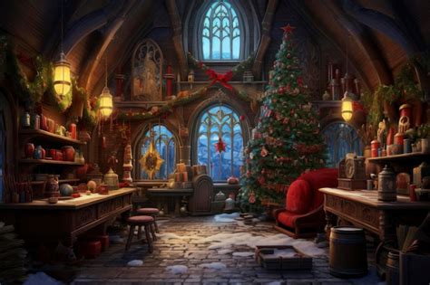 Premium Ai Image Santa S Workshop Background