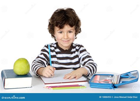 Adorable Boy Studying Stock Image Image Of Apple Alphabet 1888493