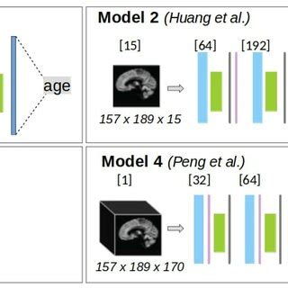 Architecture Of The Four Reimplemented CNN Models For Brain Age