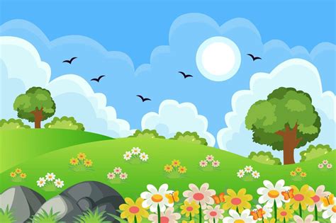 Spring Nature Landscape Background Design 21222400 Vector Art at Vecteezy