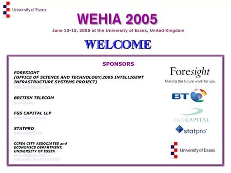 Ppt June 13 15 2005 At The University Of Essex United Kingdom