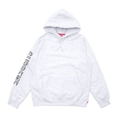 Supreme Sleeve Embroidery Hooded Sweatshirt Ash Grey Solesense