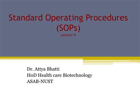 Ppt Standard Operating Procedures Sops Lecture 9 Powerpoint Presentation Id 9387191