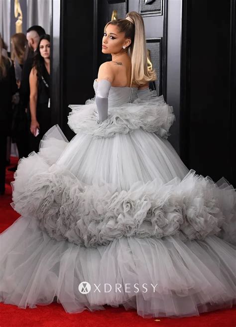 Ariana Grande Gray Tulle Ball Gown 2020 Grammys - Xdressy