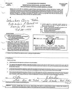 Fillable Online Pbadupws Nrc Registration Certificate For In Vitro