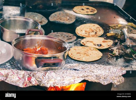 Traditional Mexican Gorditas Thick Yellow Or Blue Corn Tortillas