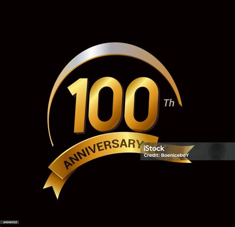 100 Years Golden Anniversary Logo Celebration With Ring And Ribbon