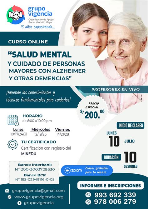 Curso Online Salud Mental Y Cuidado De Personas Mayores Con Alzheimer Y Otras Demencias