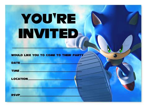 Sonic Party Invites Sonic Invitations Birthday Party Games Sonic The