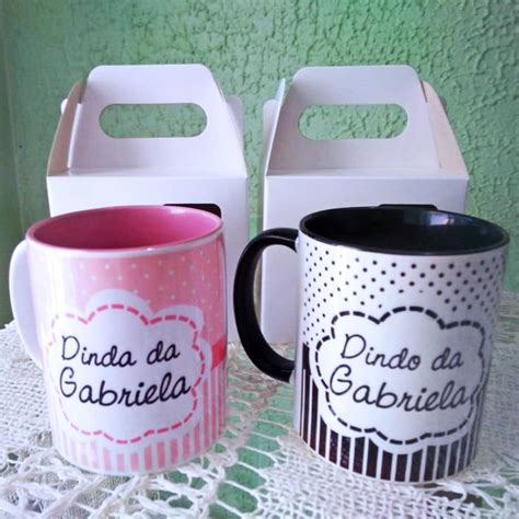 Kit Canecas Cer Mica Personalizadas Dinda Ou Dindo No Elo