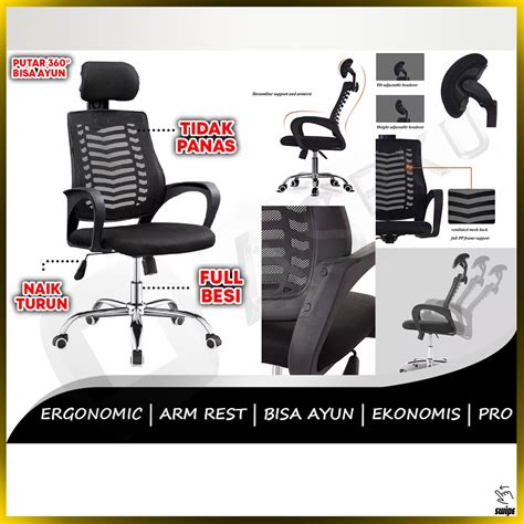 Jual Kursi Kantor Headrest Putar Hidrolik Meja Kerja Office Setup Game