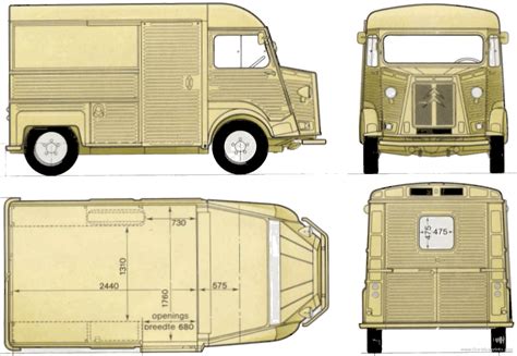 1980 Citroen H Van blueprints free - Outlines