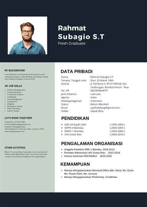 Contoh Cv Fresh Graduate Tanpa Pengalaman Kerja Yang Tetap Menarik Riset