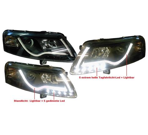 Lightbar Scheinwerfer für AUDI A6 4F 04 08 TAGFAHRLICHT schwarz