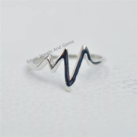 Sterling Silver Heart Beat Ring Handmade Silver Ring 925 Etsy