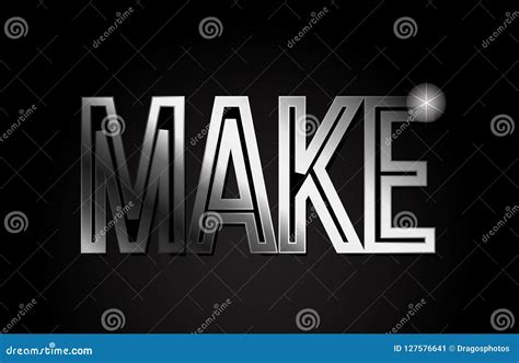 Make Silver Metal Word Text Typography Design Logo Icon Stock Vector