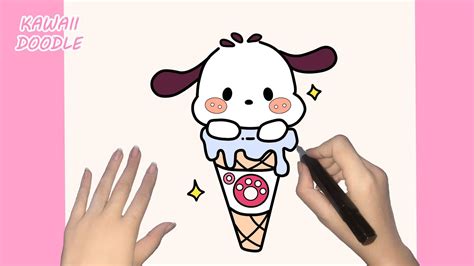 How To Draw Cute Pochacco Ice Cream Step By Step Kawaii Doodle