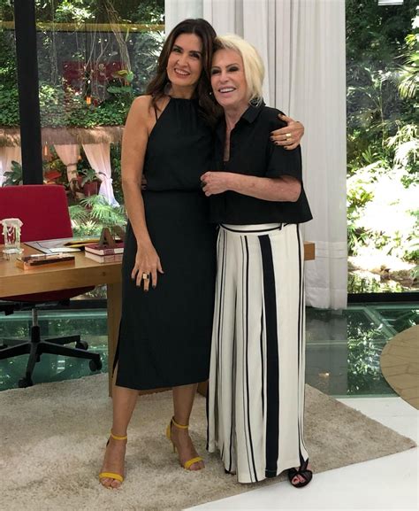 Fátima Bernardes visita Mais Você troca presentes Ana Maria e