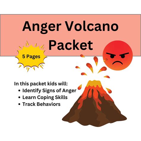 Anger Volcano Worksheet Packet Kids Worksheets Mental Health Therapy