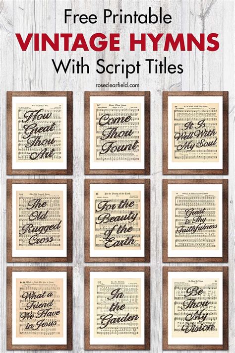 A Collection Of 14 Free Printable Vintage Hymns With Lovely Script