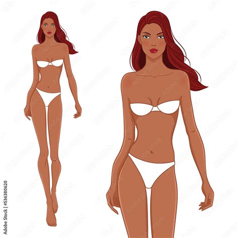 Fashion Model Posing Vector Illustration Woman Body Template Nine