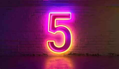 Premium Photo A Vibrant Neon Number 5 Illuminated With Vibrant Colors